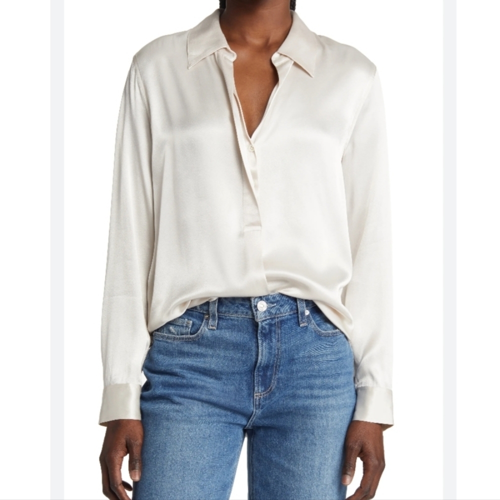 Rails Nisa‎ Satin Button-up Blouse - Picture 2 of 13